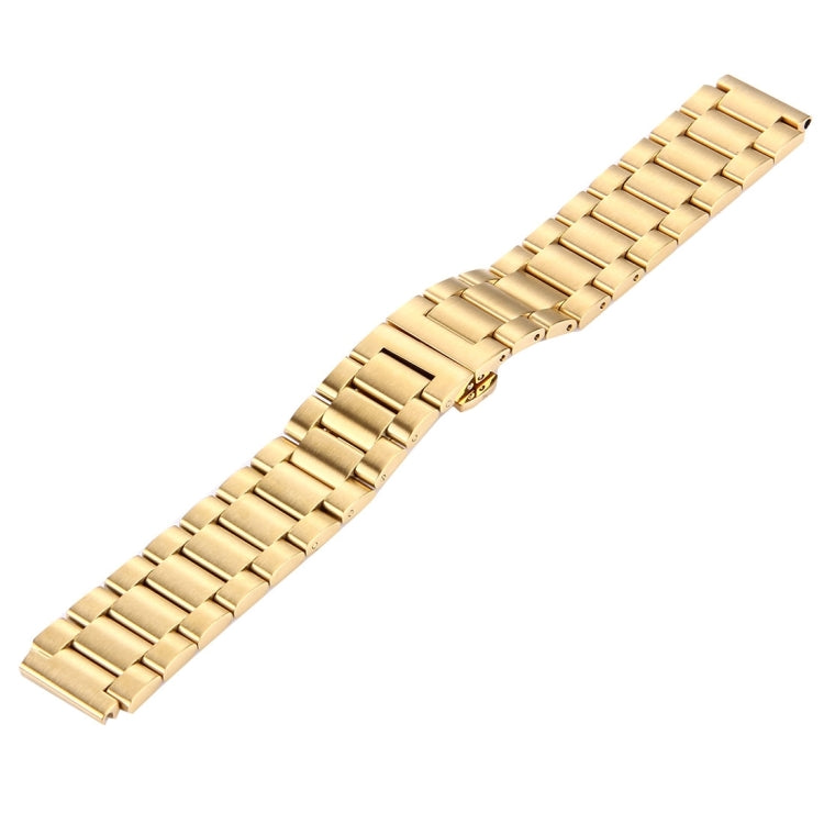 For Huawei Smart Watch Hidden Butterfly Buckle 3 Beads Stainless Steel Watchband(Gold)