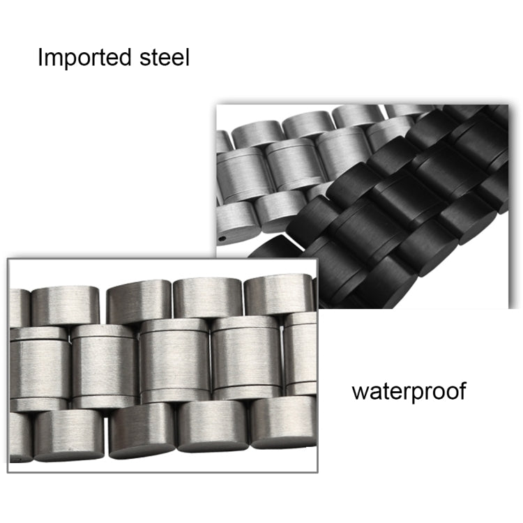 For Huawei Smart Watch Hidden Butterfly Buckle 3 Beads Stainless Steel Watchband(Rose Gold)