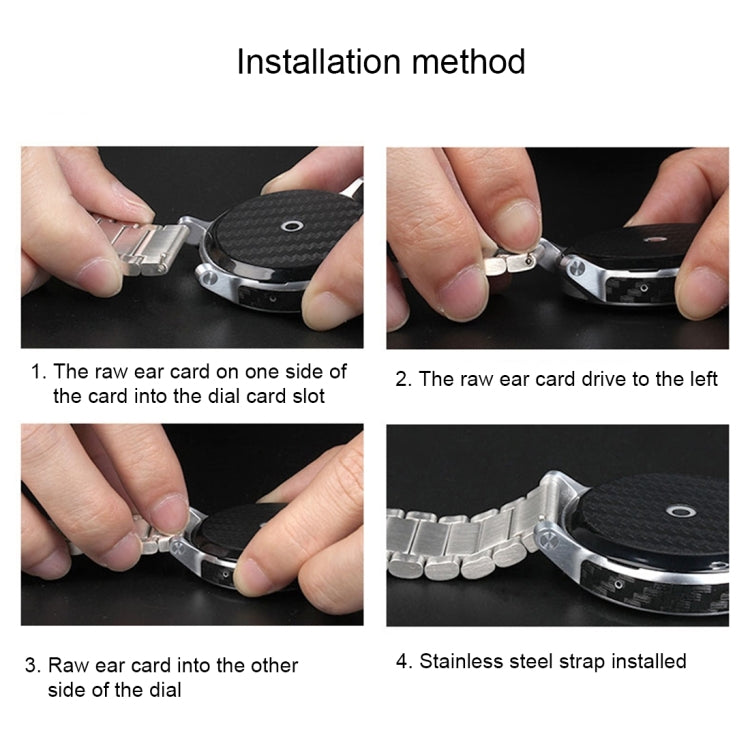 For Huawei Smart Watch Hidden Butterfly Buckle 3 Beads Stainless Steel Watchband(Rose Gold)