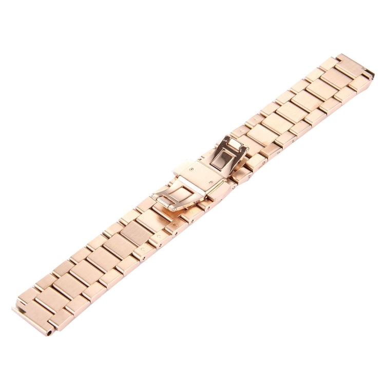 For Huawei Smart Watch Hidden Butterfly Buckle 3 Beads Stainless Steel Watchband(Rose Gold)