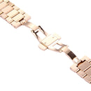 For Huawei Smart Watch Hidden Butterfly Buckle 3 Beads Stainless Steel Watchband(Rose Gold)
