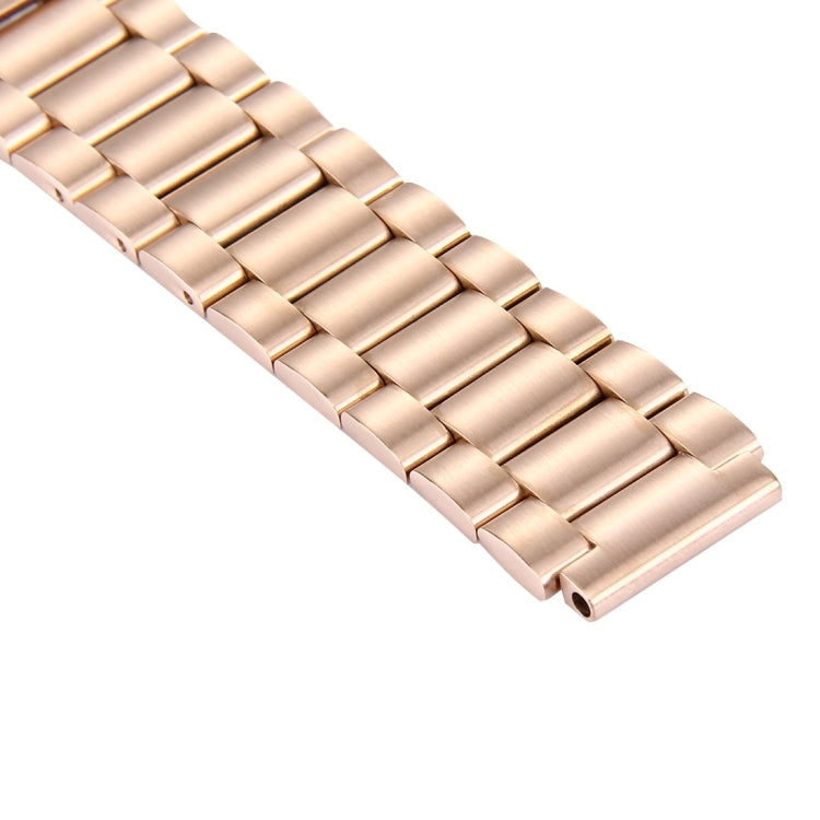 For Huawei Smart Watch Hidden Butterfly Buckle 3 Beads Stainless Steel Watchband(Rose Gold)