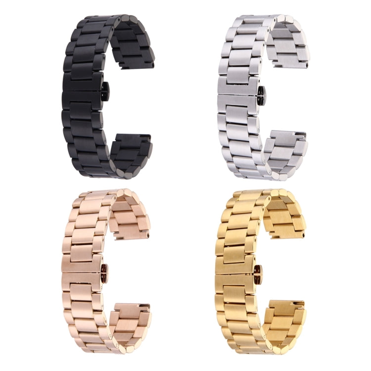 For Huawei Smart Watch Hidden Butterfly Buckle 3 Beads Stainless Steel Watchband(Rose Gold)