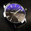 332 YAZOLE Men Fashion Business Leather Band Quartz Wrist Watch(Black)