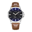 332 YAZOLE Men Fashion Business Leather Band Quartz Wrist Watch(Brown + Black)