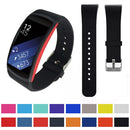 Solid Color Leather Watch Band for Galaxy Gear Fit2 R360 (Grey)