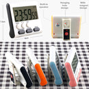 Kitchen Timer 24 Hours Digital Alarm Clock LCD Screen Magnetic Backing for Cooking Baking(Black)