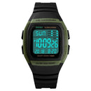 SKMEI 1278 Fashionable Outdoor 50m Waterproof Digital Watch Student Sports Wrist Watch Support 5 Group Alarm Clocks(Army Green)