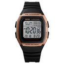 SKMEI 1278 Fashionable Outdoor 50m Waterproof Digital Watch Student Sports Wrist Watch Support 5 Group Alarm Clocks(Rose Gold)