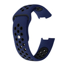 Two-color Round Hole Silicone Watch Band for Fitbit Charge 3, Watch Band Size:130-195mm(Black Blue)