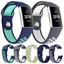 Two-color Round Hole Silicone Watch Band for Fitbit Charge 3, Watch Band Size:130-195mm(Grey Green)