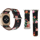 Fashion Pastoralism Style Little Floral Pattern Women Watch Leather Wrist Band For Apple Watch Series 7 41mm / 6&SE&5&4 40mm / 3&2&1 38mm