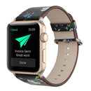 For Apple Watch Series 7 45mm / 6&SE&5&4 44mm / 3&2&1 42mm Fashion Pastoralism Style Little Floral Pattern Women Watch Leather Watch Band