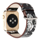 For Apple Watch Series 7 45mm / 6&SE&5&4 44mm / 3&2&1 42mm Fashion Pastoralism Style Little Floral Pattern Women Watch Leather Watch Band