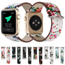 For Apple Watch Series 7 45mm / 6&SE&5&4 44mm / 3&2&1 42mm Fashion Pastoralism Style Little Floral Pattern Women Watch Leather Watch Band