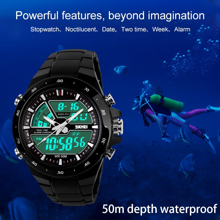 SKMEI 1016 Multifunctional Men Outdoor Sports Noctilucent Waterproof Double Digital Watch (Black)