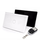 120mm 1 Gang Tempered Glass Panel Wall Switch Smart Home Light Touch Switch with RF433 Remote Controller, AC 110V-240V(White)