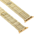 For Apple Watch Series 7 45mm / 6 & SE & 5 & 4 44mm / 3 & 2 & 1 42mm Nine Beads Stainless Steel Wrist Strap Watch Band (Gold)