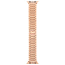 For Apple Watch Series 7 45mm / 6 & SE & 5 & 4 44mm / 3 & 2 & 1 42mm Nine Beads Stainless Steel Wrist Strap Watch Band (Rose Gold)