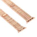 For Apple Watch Series 7 45mm / 6 & SE & 5 & 4 44mm / 3 & 2 & 1 42mm Nine Beads Stainless Steel Wrist Strap Watch Band (Rose Gold)