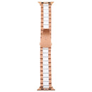 For Apple Watch Series 7 45mm / 6 & SE & 5 & 4 44mm / 3 & 2 & 1 42mm Stainless Steel Wrist Strap Watch Band(White + Golden)