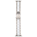 For Apple Watch Series 7 45mm / 6 & SE & 5 & 4 44mm / 3 & 2 & 1 42mm Stainless Steel Wrist Strap Watch Band(white+Silver)