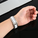 For Apple Watch Series 7 45mm / 6 & SE & 5 & 4 44mm / 3 & 2 & 1 42mm Stainless Steel Wrist Strap Watch Band(white+Silver)