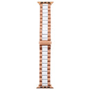 For Apple Watch Series 7 41mm / 6 & SE & 5 & 4 40mm / 3 & 2 & 1 38mm Stainless Steel Wrist Strap Watch Band(White + Golden)