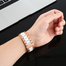 For Apple Watch Series 7 41mm / 6 & SE & 5 & 4 40mm / 3 & 2 & 1 38mm Stainless Steel Wrist Strap Watch Band(White + Golden)