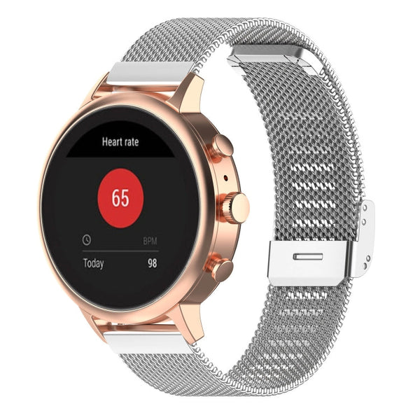 18mm Metal Mesh Wrist Strap Watch Band for Fossil Female Sport / Charter HR / Gen 4 Q Venture HR(Silver)