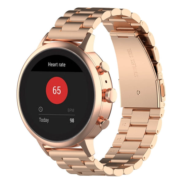 18mm Steel Wrist Strap Watch Band for Fossil Female Sport / Charter HR / Gen 4 Q Venture HR (Rose Gold)
