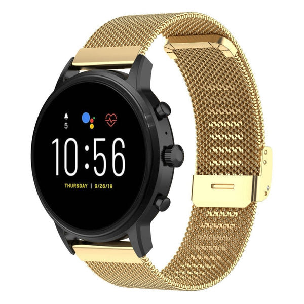 22mm Metal Mesh Wrist Strap Watch Band for Fossil Gen 5 Carlyle / Gen 5 Julianna / Gen 5 Garrett / Gen 5 Carlyle HR (Gold)