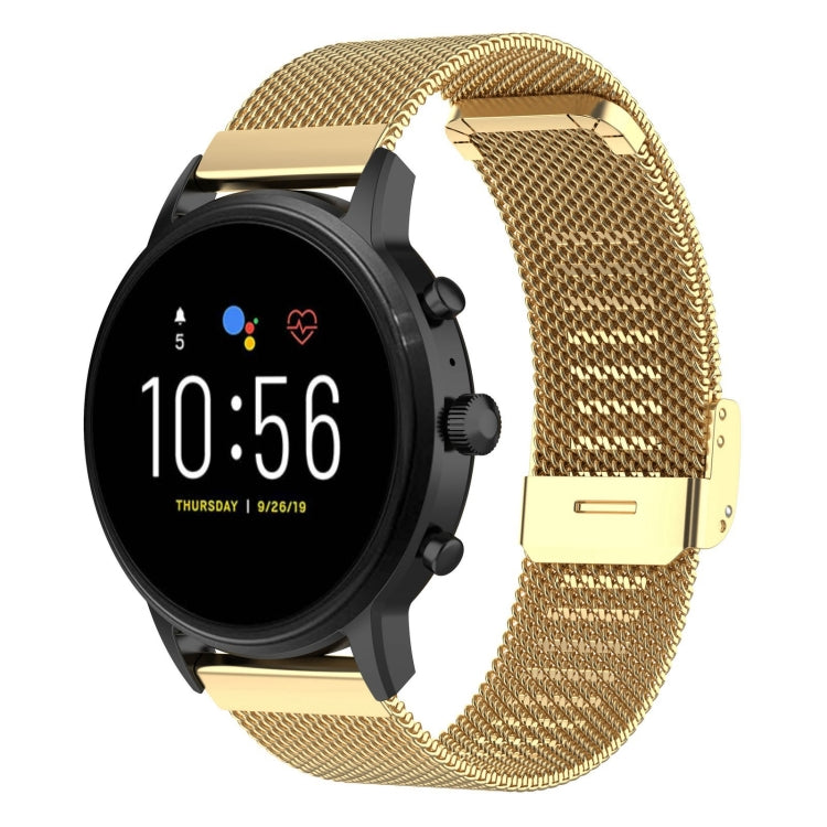 22mm Metal Mesh Wrist Strap Watch Band for Fossil Gen 5 Carlyle / Gen 5 Julianna / Gen 5 Garrett / Gen 5 Carlyle HR (Gold)