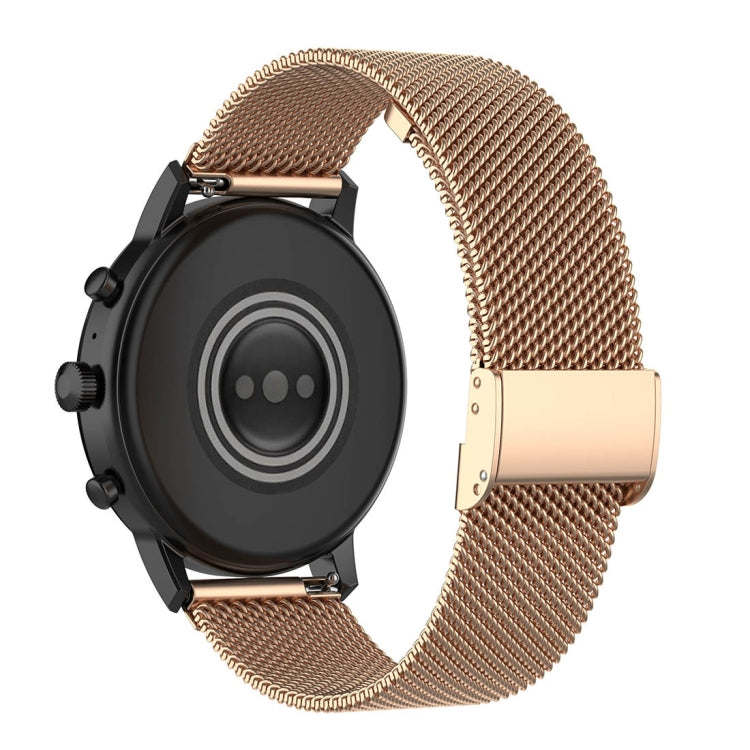 22mm Metal Mesh Wrist Strap Watch Band for Fossil Gen 5 Carlyle / Gen 5 Julianna / Gen 5 Garrett / Gen 5 Carlyle HR (Rose Gold)