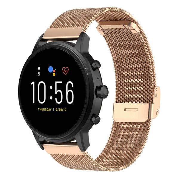 22mm Metal Mesh Wrist Strap Watch Band for Fossil Gen 5 Carlyle / Gen 5 Julianna / Gen 5 Garrett / Gen 5 Carlyle HR (Rose Gold)