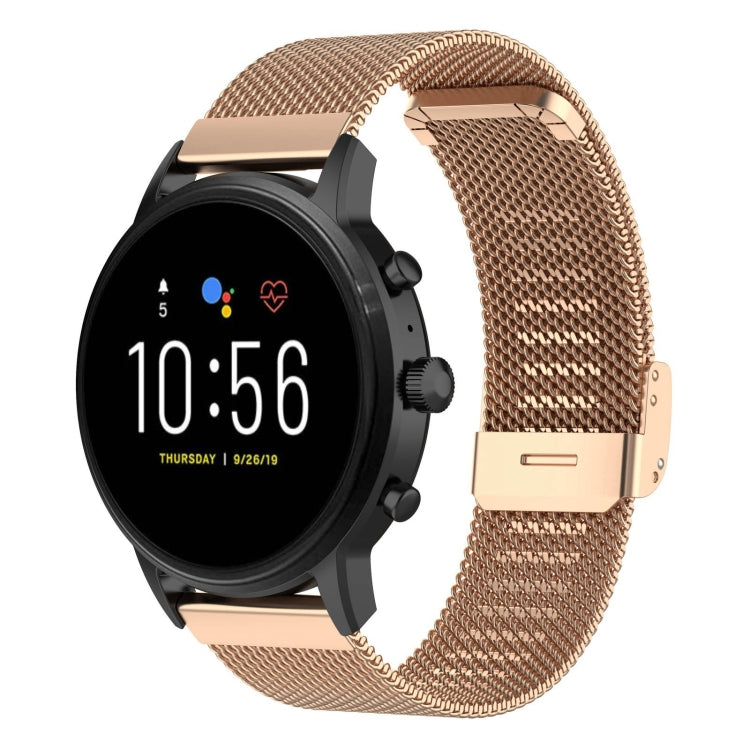 22mm Metal Mesh Wrist Strap Watch Band for Fossil Gen 5 Carlyle / Gen 5 Julianna / Gen 5 Garrett / Gen 5 Carlyle HR (Rose Gold)