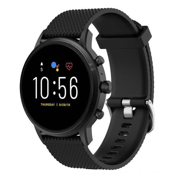 22mm Texture Silicone Wrist Strap Watch Band for Fossil Gen 5 Carlyle, Gen 5 Julianna, Gen 5 Garrett, Gen 5 Carlyle HR(Black)