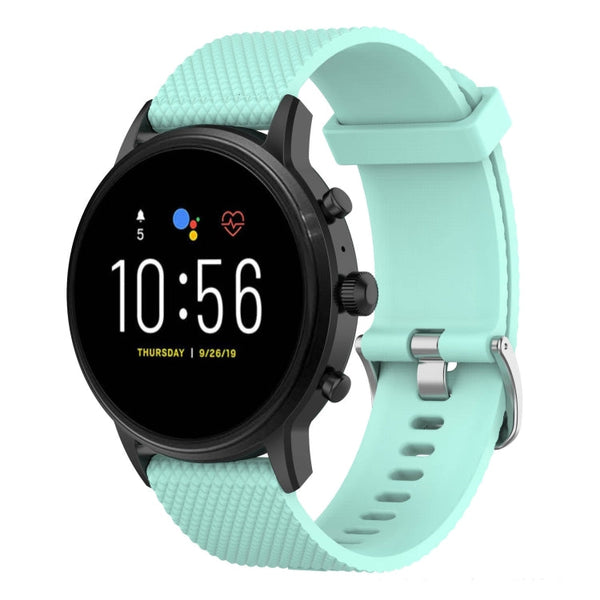 22mm Texture Silicone Wrist Strap Watch Band for Fossil Gen 5 Carlyle, Gen 5 Julianna, Gen 5 Garrett, Gen 5 Carlyle HR (Green)