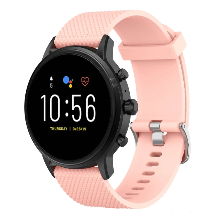22mm Texture Silicone Wrist Strap Watch Band for Fossil Gen 5 Carlyle, Gen 5 Julianna, Gen 5 Garrett, Gen 5 Carlyle HR(Pink)
