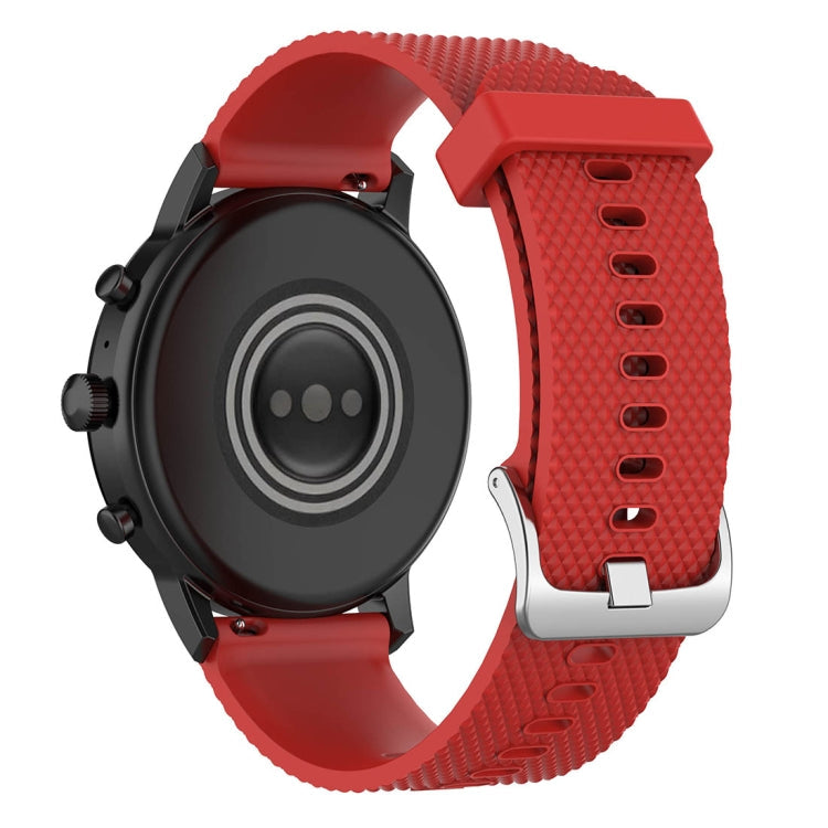 22mm Texture Silicone Wrist Strap Watch Band for Fossil Gen 5 Carlyle, Gen 5 Julianna, Gen 5 Garrett, Gen 5 Carlyle HR (Red)