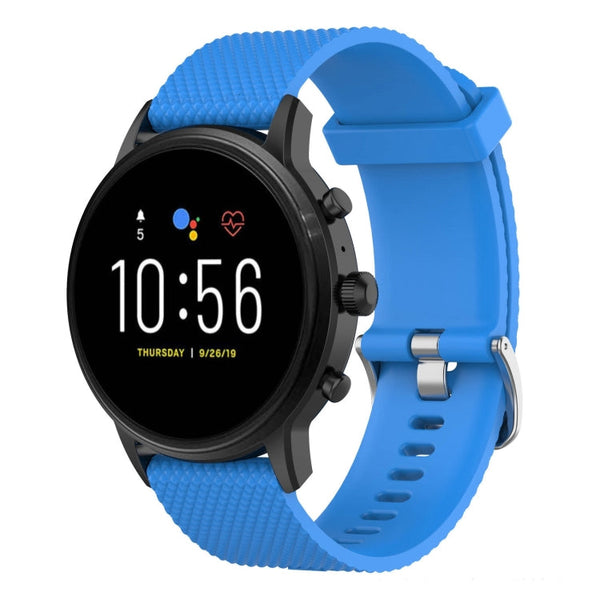 22mm Texture Silicone Wrist Strap Watch Band for Fossil Gen 5 Carlyle, Gen 5 Julianna, Gen 5 Garrett, Gen 5 Carlyle HR (Sky Blue)