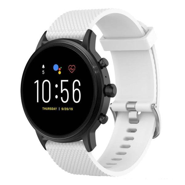 22mm Texture Silicone Wrist Strap Watch Band for Fossil Gen 5 Carlyle, Gen 5 Julianna, Gen 5 Garrett, Gen 5 Carlyle HR (White)