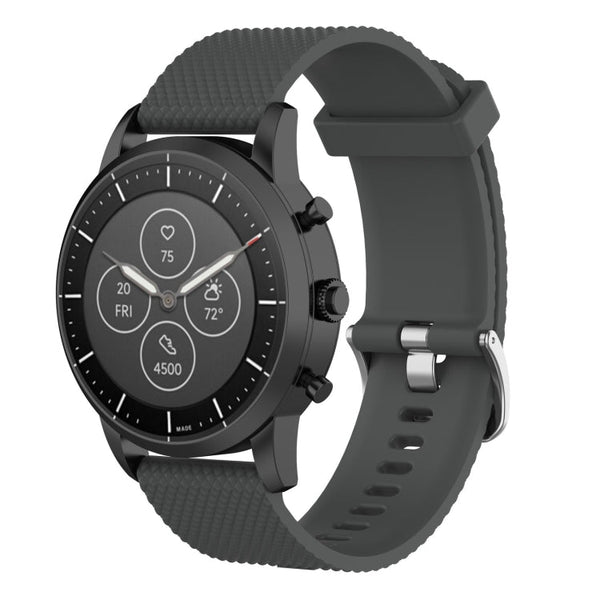 22mm Texture Silicone Wrist Strap Watch Band for Fossil Hybrid Smartwatch HR, Male Gen 4 Explorist HR, Male Sport (Grey)