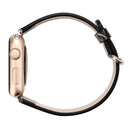 For Apple Watch Series 3 & 2 & 1 38mm Fashion Marble Vein Texture Wrist Watch Leather Band (Black)