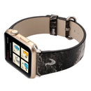 For Apple Watch Series 3 & 2 & 1 38mm Fashion Marble Vein Texture Wrist Watch Leather Band (Black)