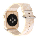 For Apple Watch Series 3 & 2 & 1 38mm Fashion Marble Vein Texture Wrist Watch Leather Band (Gold)