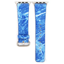 For Apple Watch Series 3 & 2 & 1 38mm Fashion Marble Vein Texture Wrist Watch Leather Band (Blue)