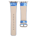 For Apple Watch Series 3 & 2 & 1 38mm Fashion Marble Vein Texture Wrist Watch Leather Band (Blue)