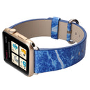 For Apple Watch Series 3 & 2 & 1 38mm Fashion Marble Vein Texture Wrist Watch Leather Band (Blue)