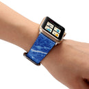 For Apple Watch Series 3 & 2 & 1 38mm Fashion Marble Vein Texture Wrist Watch Leather Band (Blue)